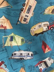 Home away from Home TRAVEL Tent CAMPERS Trailer Wilmington COTTON Fabric 1 yd