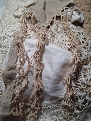 Neutral Needlework Slow Stitch Bundle Vintage Fabric Embroidery Lace Craft Sew