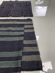 Vintage Japanese Kasuri Fabric Lot Yukinko Snow Indigo Green Striped Boro Craft