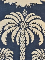 Thibaut Fabric Palm Island Navy F913149 Linen Blend 2 2/8 Yards