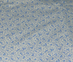 1/2 Yd Small Daisies w/Vines Swirls Vintage Cotton Fabric BTHY Blue & Cream