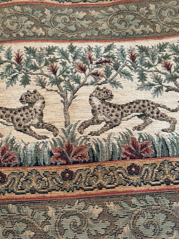 Jacobean Tree Cheetah Tapestry Chenille Upholstery Fabric Heavy 2 yards Safari