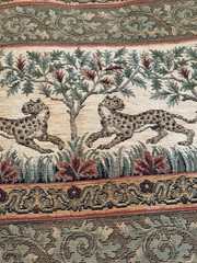 Jacobean Tree Cheetah Tapestry Chenille Upholstery Fabric Heavy 2 yards Safari