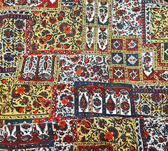 VTG HAVEN Fabrics MANES Paisley Floral Tiles Cheater Quilt Red Yellow Blue BTHY