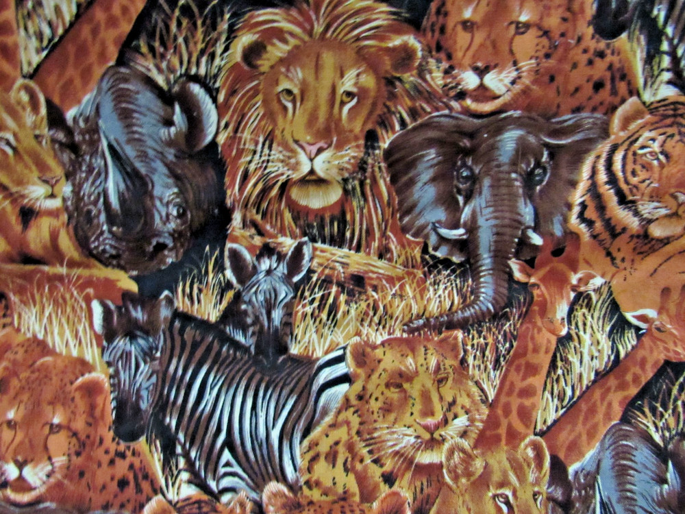 Hoffman International Fabrics Jungle Animal Print Zebra Tiger 2 1/4 yd. x 45 in