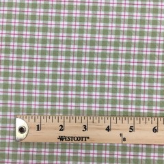 2.75 Yards Pink, Green and White Quilted Checked Plaid Home Decor Fabric