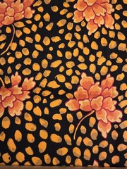 Westminster Fibers, 2012, Cotton Floral Fabric, 1/4 Yd, Orng Blk