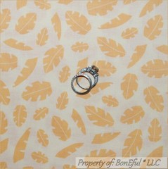 BonEful Fabric FQ Cotton Quilt VTG Cream Gold Yellow FALL LEAF Baby Pooh Nursery