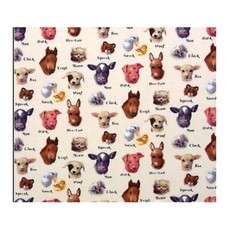 Nursery Baby Fabric – Animal Friends Face & Sound Word – Elizabeth’s Studio YARD
