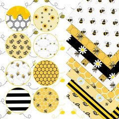 Bee Quilting Fabric Square 20 PCS 10×10 Inch Honeycomb Precuts Sunflower Daisy