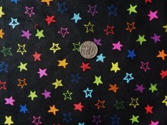 BLACK FABRIC WITH MULTI COLORED LITTLE STARS 36″ X 43.5″