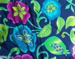 Navy Bohemian Flower Print Fabric by the Yard Rayon Acetate