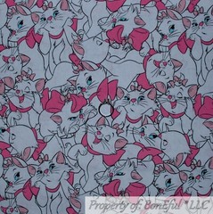 BonEful FABRIC FQ Cotton Quilt Pink White Kitty Cat Aristocat Disney Dress Girl