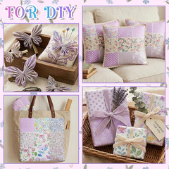 42Pcs Purple Charm Packs for Quilting, 5×5 Inch Floral Cotton Purple Fabric Squa