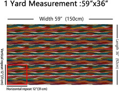 Boho Wavy Fabric by the Yard,Rainbow Embroidered Waves Sewing,Tribal Ethnic Geom