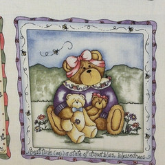 Vintage Dianna Marcum~Beatitude Bears Fabric~Religious~18 Quilt Blocks~6 1/2″ sq