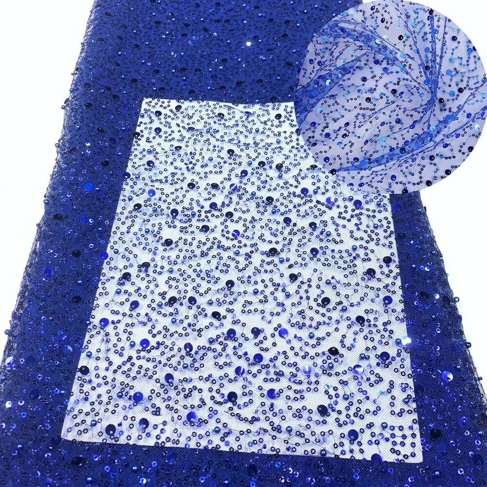 130cm Sparkling Sequin Beaded Lace Mesh Fabric For Wedding Dress Sewing DIY Trim