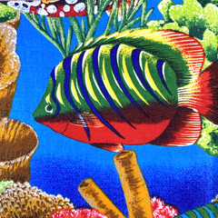 Tropical Fish Nautical Sea Coral Cotton Fabric Fit To Print 1.8yards x 45″