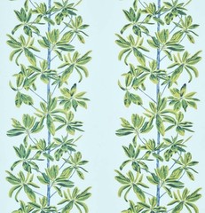 Thibaut Curtain Fabric ‘MANGROVE TREE’ 3.8 METRES TURQOISE Linen Blend