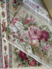 Heavy/Medium 100% Cotton Cabbage Rose fabric 57” Long , 17” Wide From Tablecloth