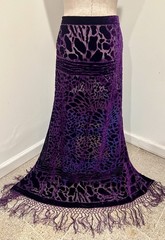 Purple Silk Chiffon Velvet Burnout Scarf 40”x40” Wide