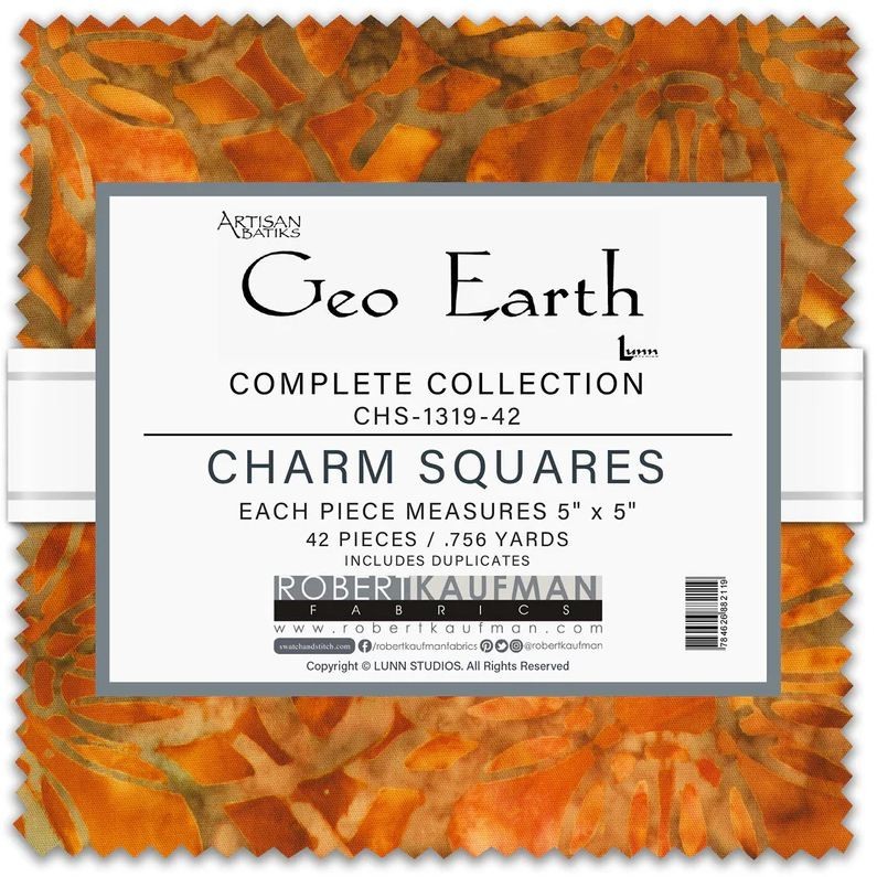 5″ Charm Pack – Batiks Geo Earth Complete Collection Kaufman Fabric M520.63