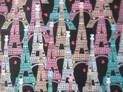 Paris Eiffel Tower Cotton Fabric AMP “EIFFEL FOR YOU” VTG RARE 1Y8″X42″