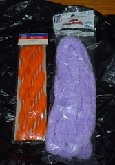 Vtg Super Tex Jumbo Loopy Chenille Lavander 3 Yrds No 903/072 & Orange Holidey