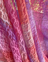 Multi-Color Ombre Stretch Lace Fabric ~ Pink, Peach, Lavender 1 1/8 yd, 56″ wd