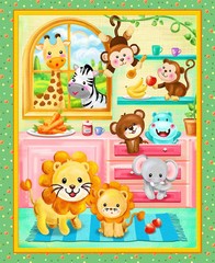 Wee Ones Little Chefs 1 Yard panel 36x44in Oasis Fabrics