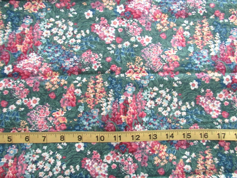1 1/2 yd Cotton Fabric Multi-Colored Field of Flowers