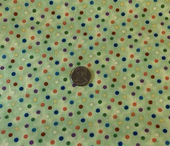 “The Cat Party” Polka Dot Fabric By Red Rooster Fabrics Green White Orange BTHY