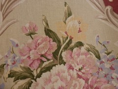 Ralph Lauren Linen Fabric 2.25 Yd. 54 Remnant Cabbage Roses Cartuche RARE HTF
