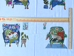 Dogs in Comfy Chair by Rebecca Jones for Clothworks cotton Panel 43×24 RARE