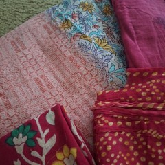 2 Lbs Vintage Kantha Fabric Pink Lot