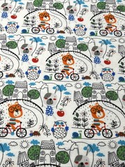JoAnn Snuggle Flannel Fabric 1.8 Yards After School Bear Dog Owl Apple NEW