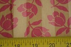 By 1/2 Yd, Deep Pink Floral on Yellow & Gold Striped, Andover/Nanneman B114