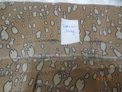 Vintage 2 yds x 60″ Very FUNKY cartoon-like fish on Brown silky synthetic fabric