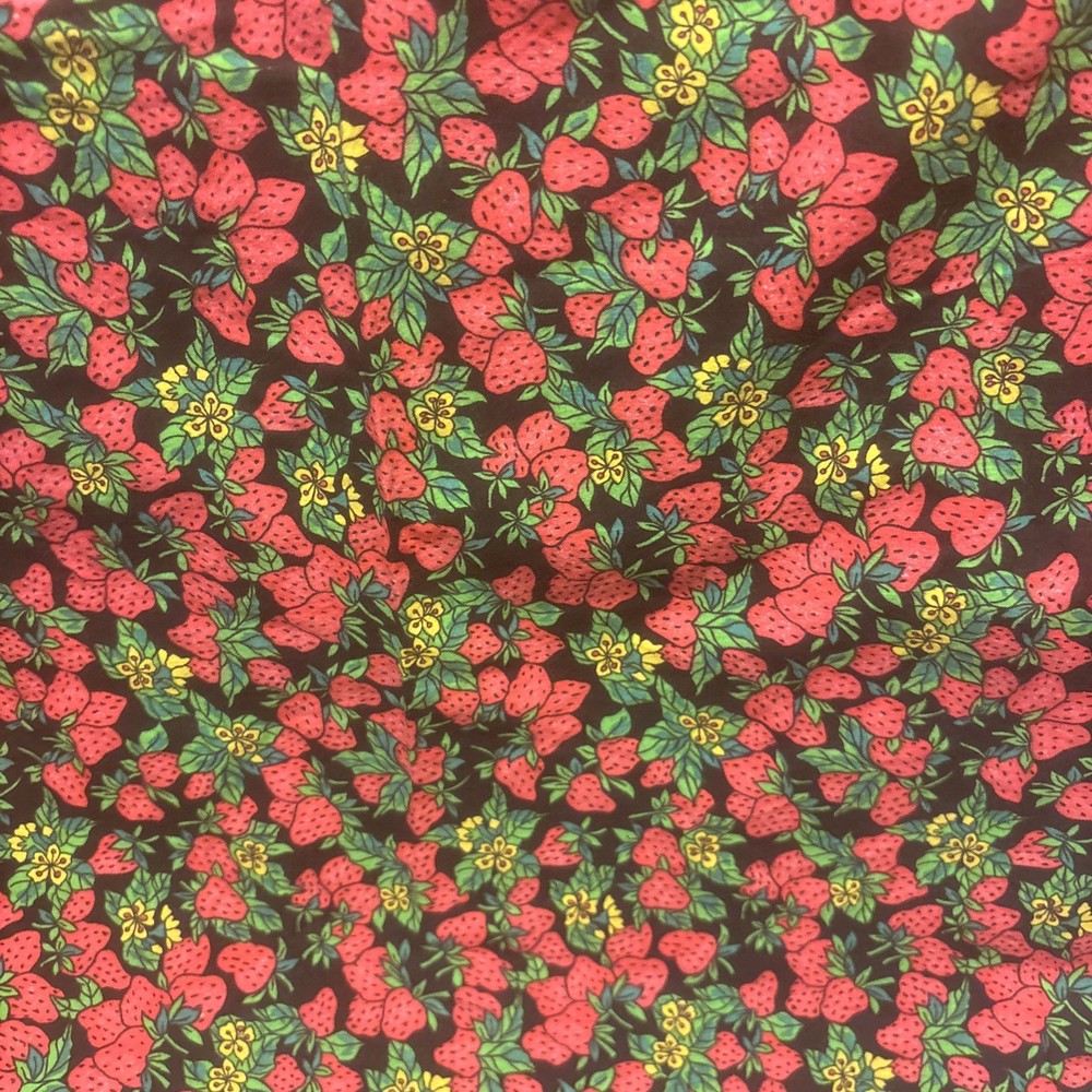Unbranded Strawberries On Black Fabric 44” X 2 7/9
