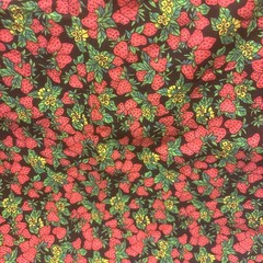 Unbranded Strawberries On Black Fabric 44” X 2 7/9