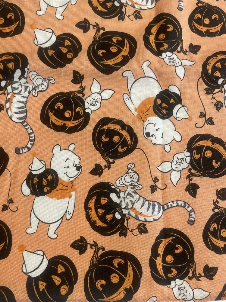 Winnie The Pooh Halloween Pumpkins Tigger Piglet Cotton Fat Quarter 18”x21” New