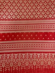 Red Thai Silk Traditional Woven Fabric Wedding Dress Damask Pattern 40″ Drape