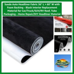 Suede Auto Headliner Fabric 36″ L × 60″ W with Foam Backing – Black Interior …