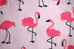 BTY*LARGE DARK PINK FLAMINGOS ON LT PINK ANTI PILL FLEECE FABRIC 1 YD 60X36″