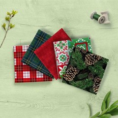 Holiday Cotton Fabric Bundle 18 x 21 Inch Multi-color Print for Quilting and