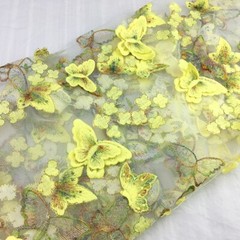 3D Embroidery Butterfly Floral Lace Mesh Fabric for Wedding Dress Craft By Yard