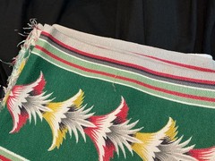 Vintage Bark Cloth Green Red Yellow 36 inches wide 46” long