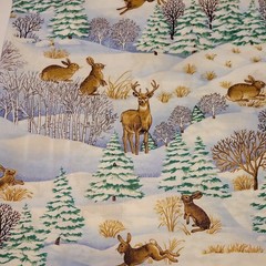 Concord Fabrics Allover Winter Wildlife Print Cotton Fabric 3 1/2 yards X 44″