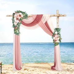 3 Panel Wedding Arch Draping Fabric Dusty Rose Chiffon Backdrop 30 Inchx20Ft
