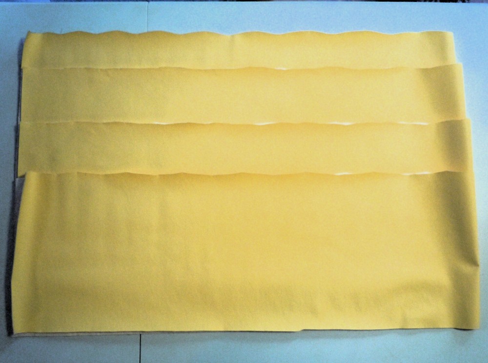 Vinyl Faux Leather Fabric Strips 8″x 54″ Color Yellow With Flocked Back Lot of 4